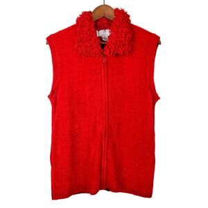 Vintage 80s Lisa International Christmas Sweater Basics Classic Minimalist Red L